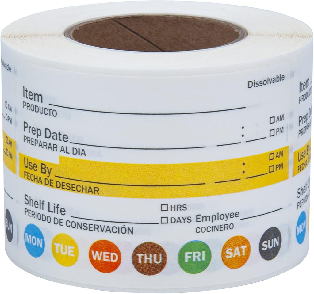 2"x3" Dissolvable Labels 250 Pcs Shelf Life Food Rotation Use by