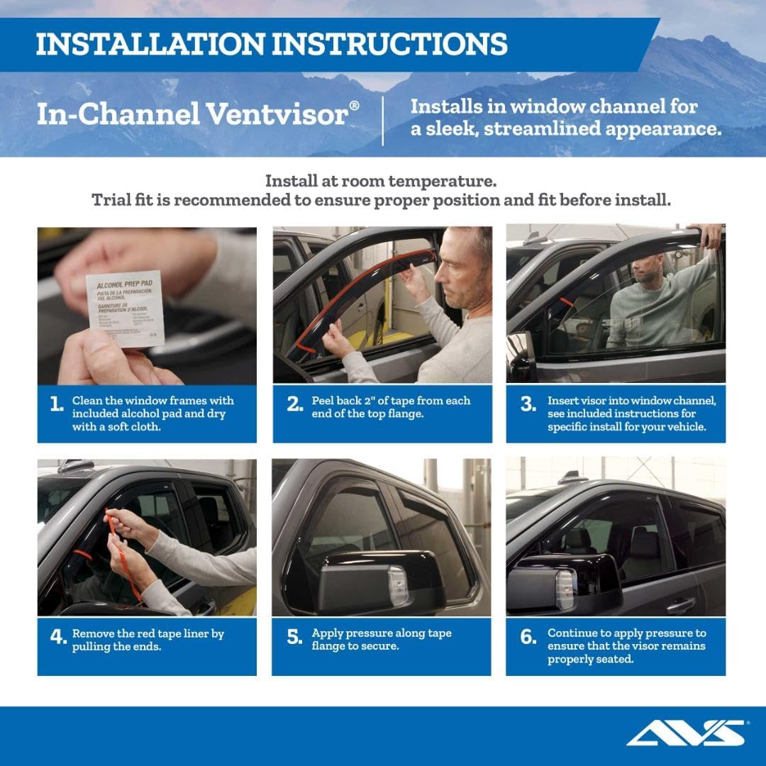 Auto Ventshade [AVS] in-Channel Rain Guards for 2019-2026 Chevrolet/GMC Silverado/Sierra 1500, 2020-2026 Silverado/Sierra 2500/3500, Crew CAB ONLY | Window Vent Visors, 4 pcs. - Smoke | 194805