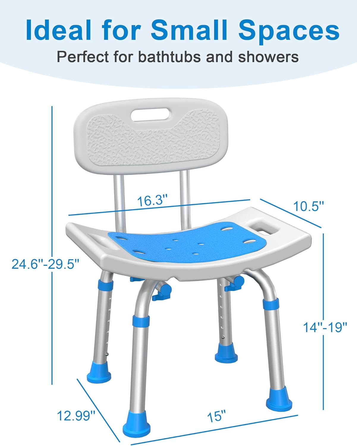 Shower Chair for Inside Shower with Removable Back, 400 lbs Heavy Duty Bath Seat for Bathtub, Safety Bath Stool for