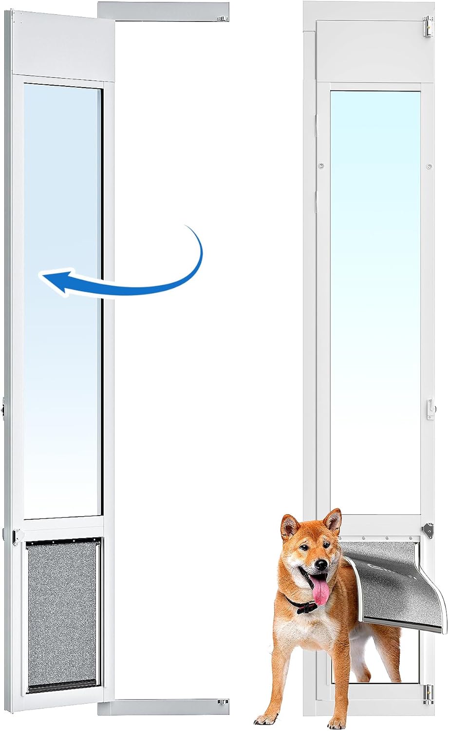 Large Dog Door for Sliding Glass Door,Openable Pet Door for Sliding Glass Doors, All-Metal Framed & Panel & Lock