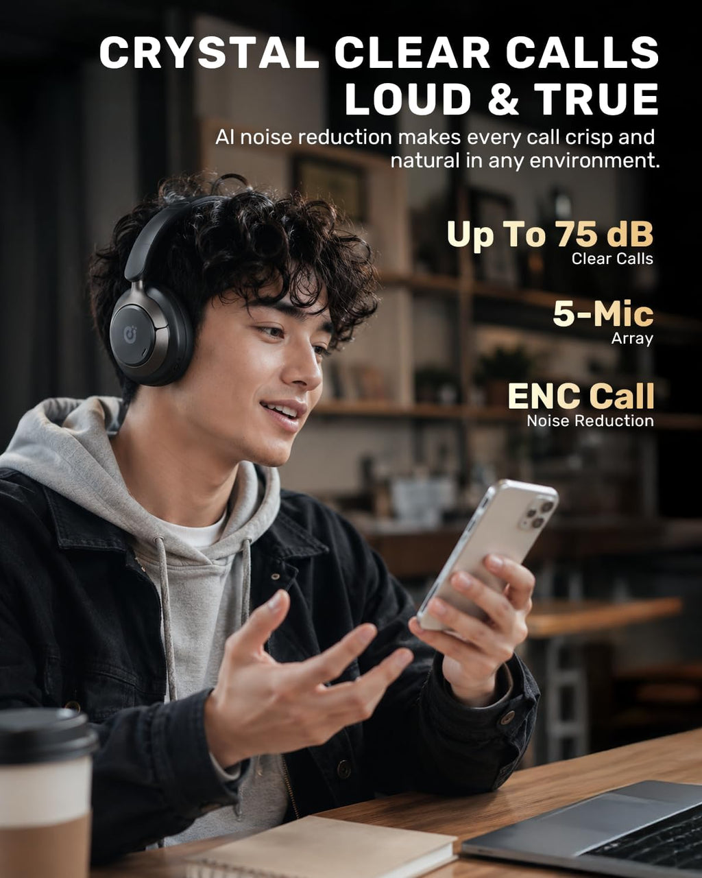 Active Noise Cancelling Headphones, Bluetooth 6.0 Wireless Over Ear Headphones with 120H Playtime, 360° Spatial Audio