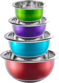 Colorful Mixing Bowl- 4 Pc Set- Stackable Nesting Bowls- Stainless Steel Mixing Bowls Non Slip Silicone Bottom