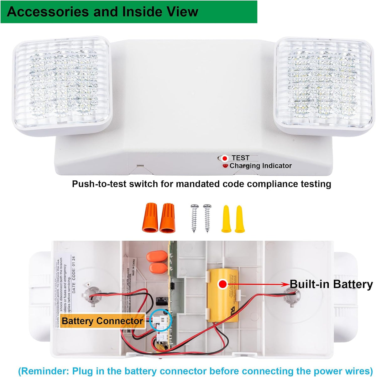 LIT-PaTH LED Emergency Light for Business, Battery Backup, 1 Pack