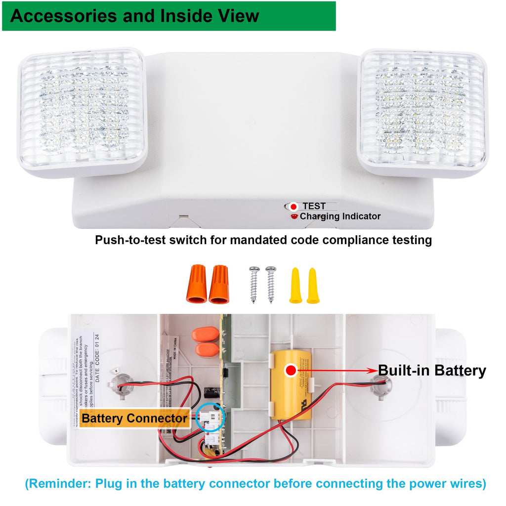 LIT-PaTH LED Emergency Light for Business, Battery Backup, 4 Pack
