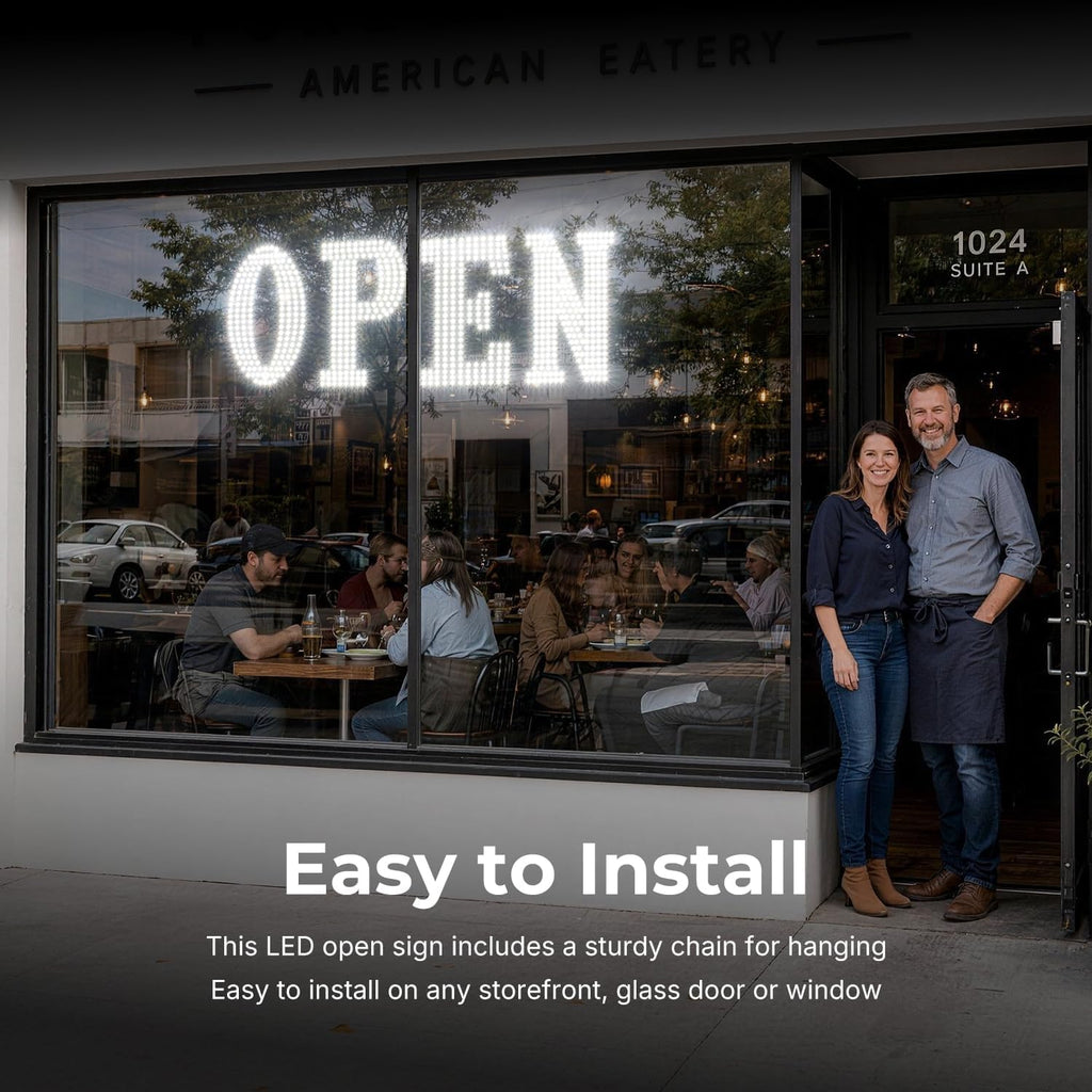 43'' × 14'' LED OPEN Signs for Business, Extra Large OPEN Sign with Remote Control, 14 Flashing Modes, Adjustable