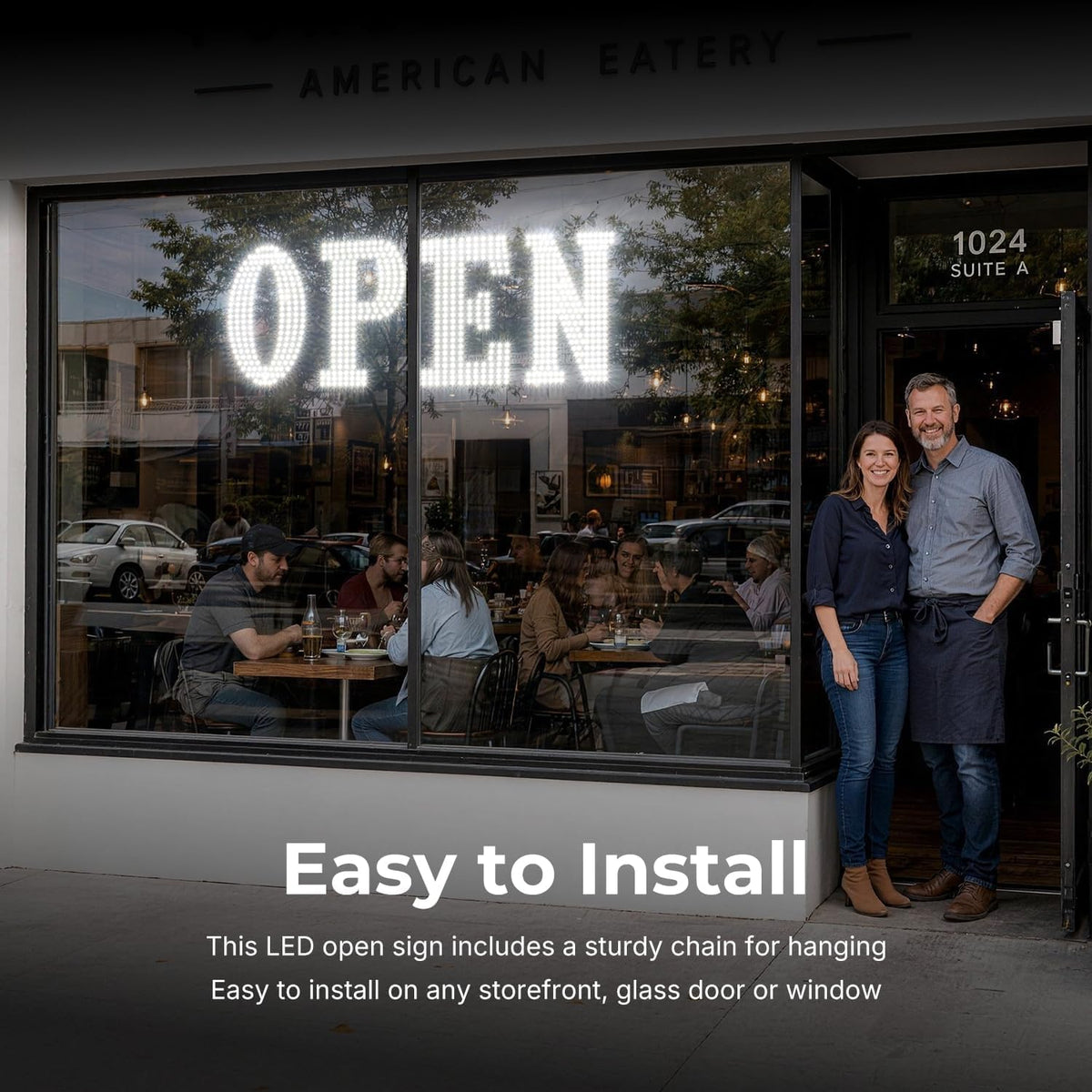 43'' × 14'' LED OPEN Signs for Business, Extra Large OPEN Sign with Remote Control, 14 Flashing Modes, Adjustable