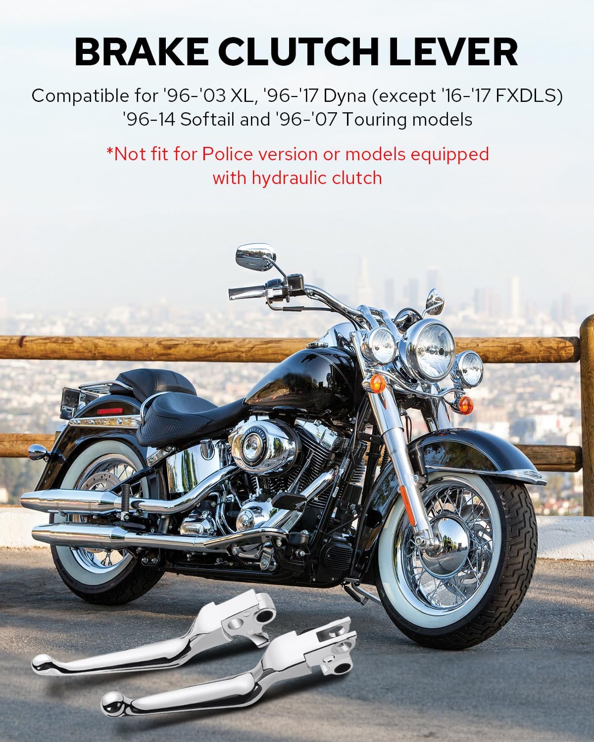 Amazicha Motorcycle Brake Clutch Lever Compatible with Harley '96-'03 XL, '96-'17 Dyna (Except '16-'17 FXDLS), '96-14 Softail and '96-'07 Touring Models (Chrome)
