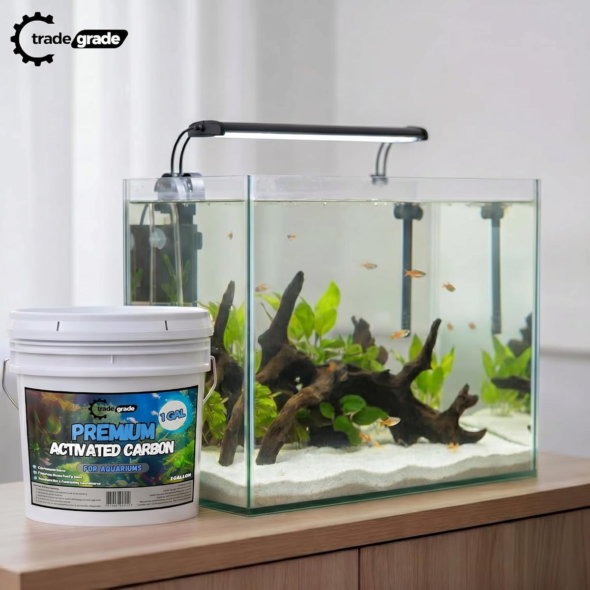 TradeGrade Premium Activated Carbon (1 Gallon) Granular Charcoal Filter Media for Aquariums & Water Purification