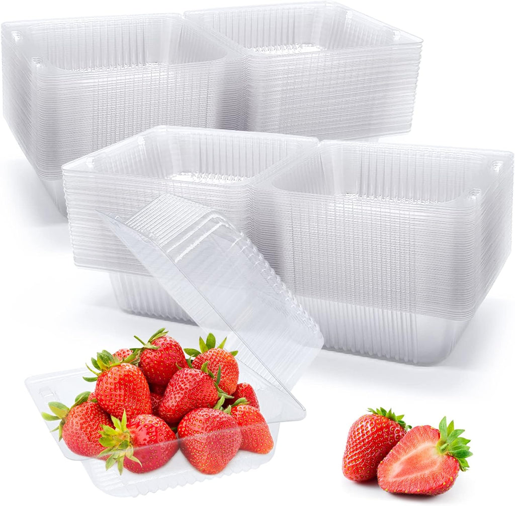 100 Pack Clear Plastic Take Out Container,Square Hinged Food Container,Dessert Clamshell Containers with Lids for