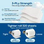 Bamboo Toilet Paper 3-Ply, Septic Safe Bath Tissue, 24 Rolls, White