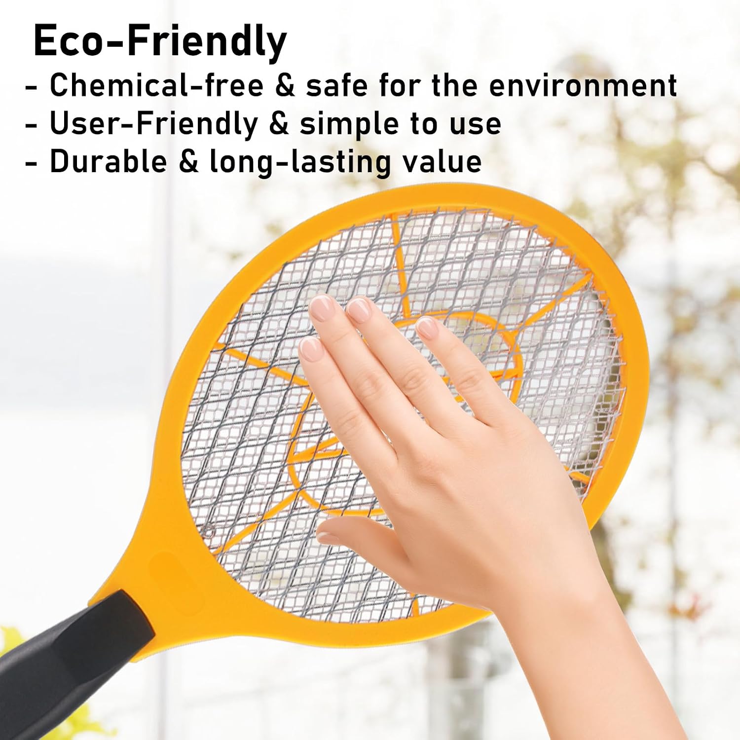 Electric Fly Swatter Handheld Bug Zapper - Indoor Outdoor Zapping Racket for Pest Mosquito & Flies - Battery Powered