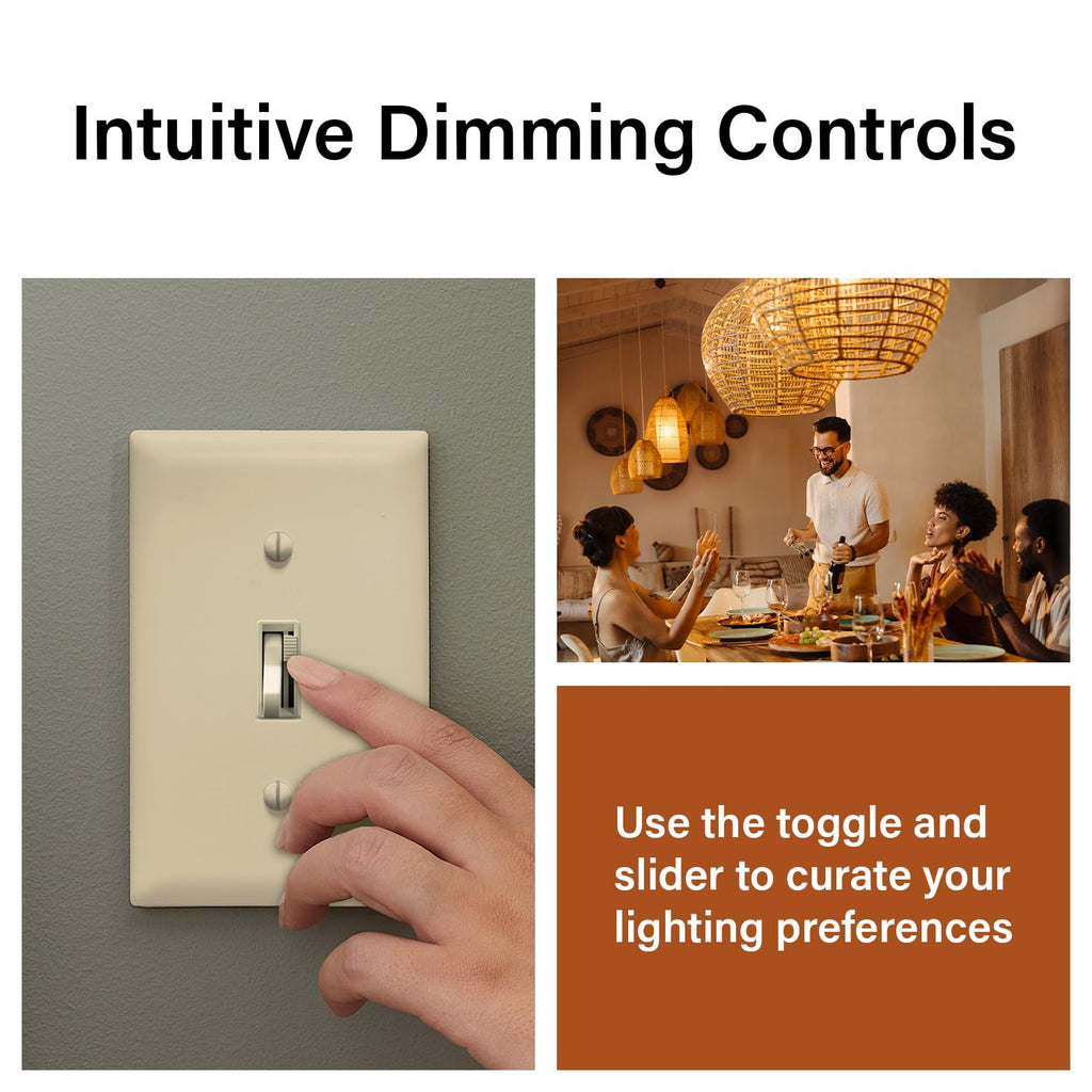 Legrand 150W Toggle LED Dimmer Light Switch Flicker-Free Gray 1-Pack