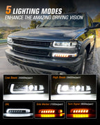 LED Headlight for 1999-2002 Chevy Silverado 1500 2500,00-06 Tahoe Suburban