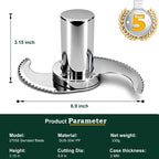27055 Leakproof Blade for Robot Coupe Food Processor, Serrated Edge