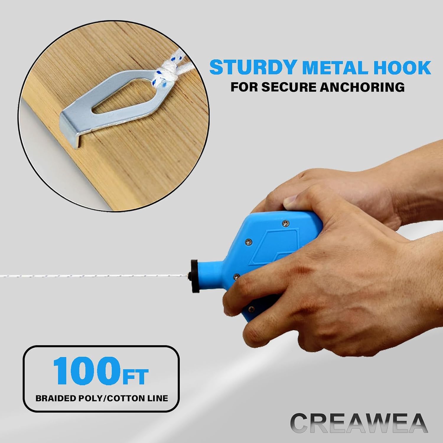 Heavy Duty Chalk Line, Professional Construction Marking Tool, 100-Foot Line, Ergonomic Design, for Measuring and