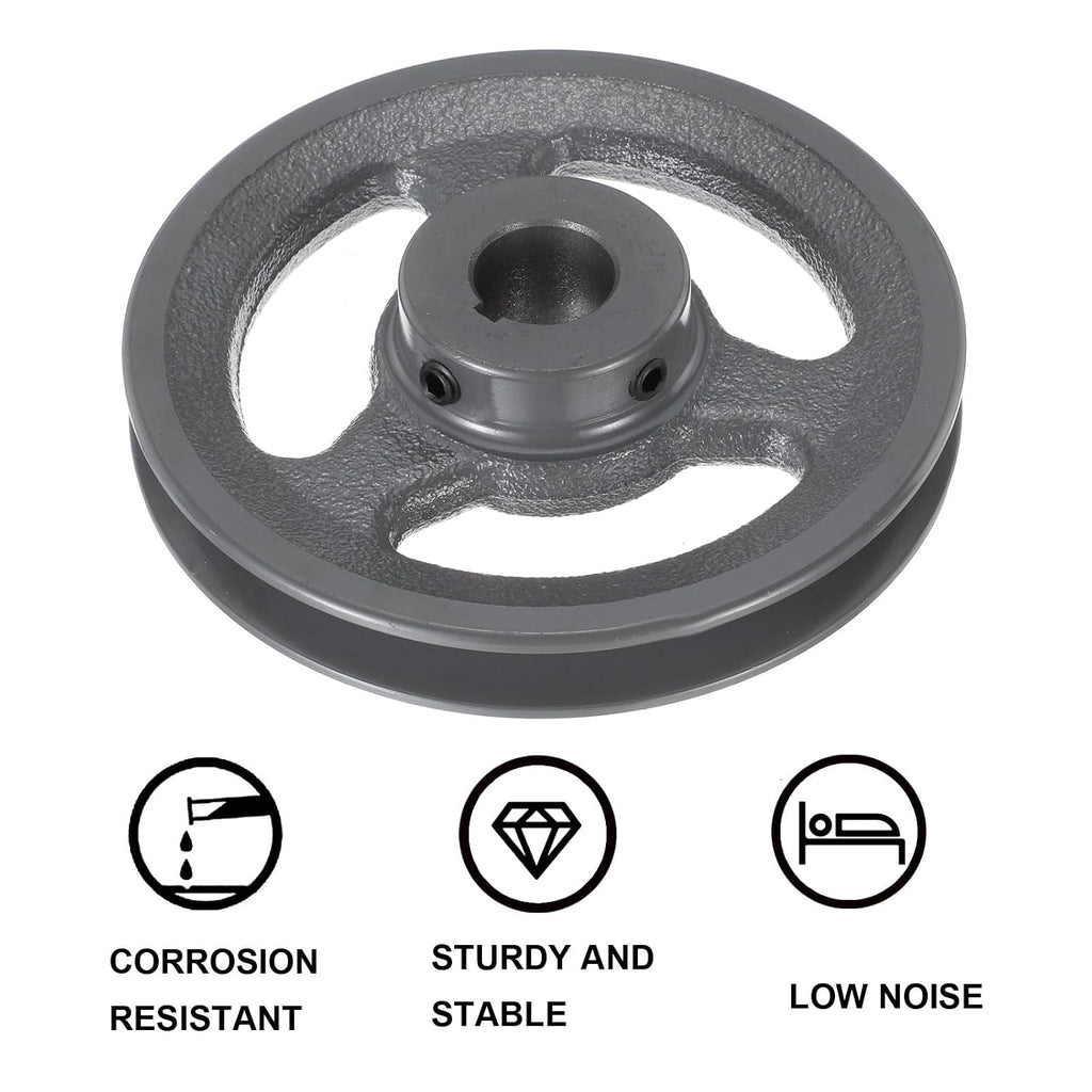 uxcell AK54-7/8 V-Belt Sheave 7/8" Bore, 5.25" OD, Single Groove Web Sheave