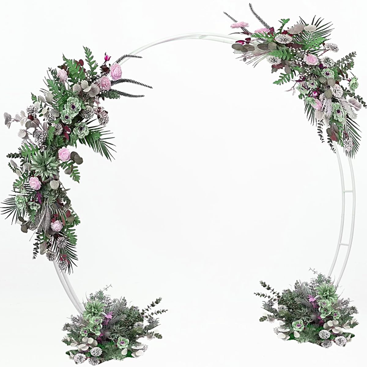 Round Wedding Arch 6.5ft Metal Backdrop Stand with Base