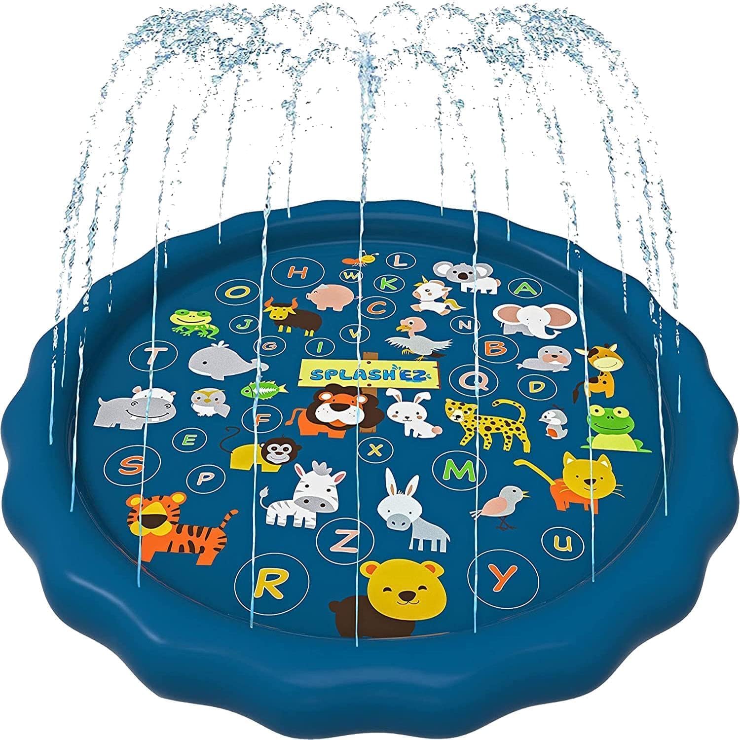 3-in-1 Splash Pad, Sprinkler for Kids & Baby Pool for Learning – Toddler Sprinkler Pool, 60’’ Outside Water Toys –