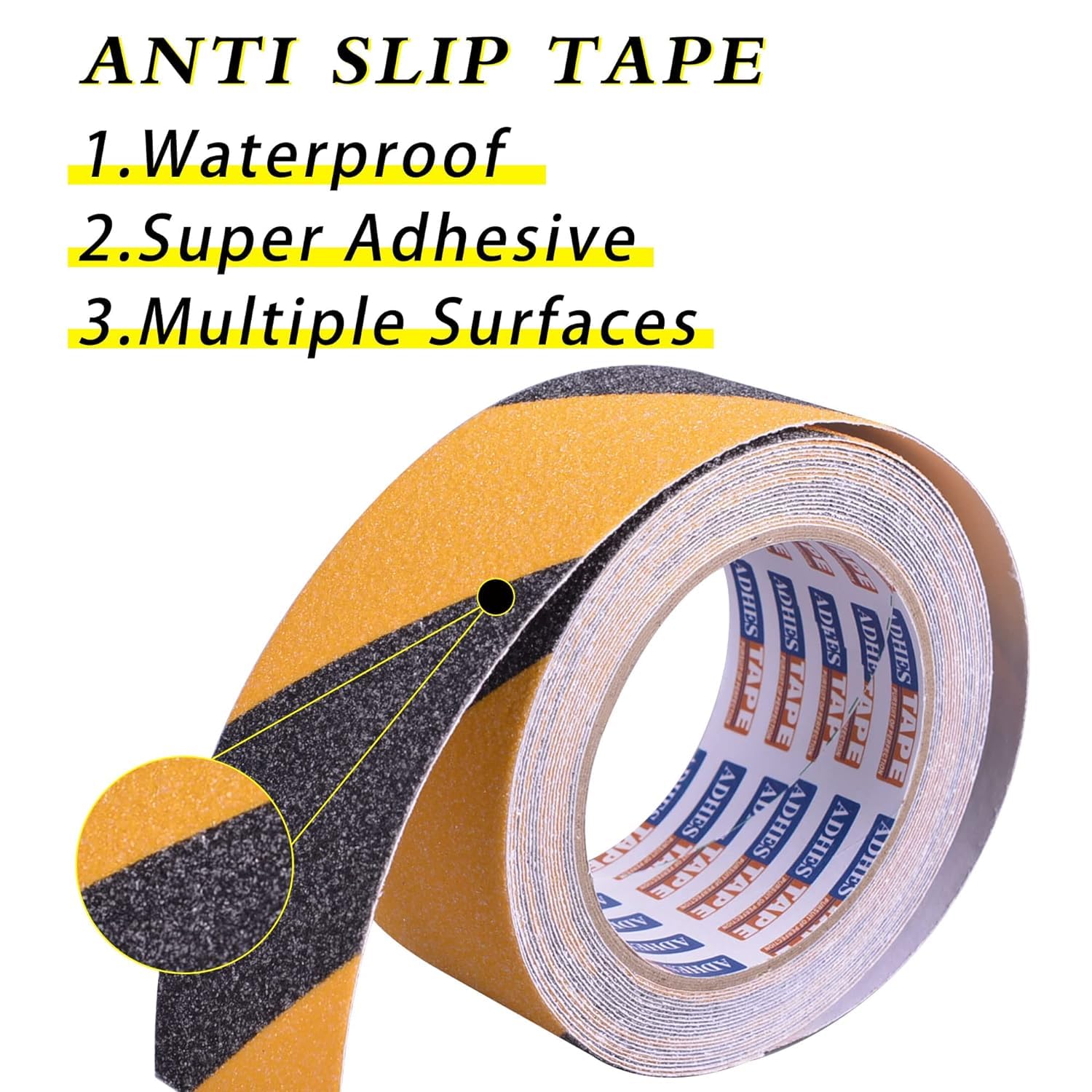 ADHES 30 Rolls Non Slip Hazard Caution Tape, Safety Anti Slip Tape Roll | Strong Grip Warning Tape Floor Mats Sticker