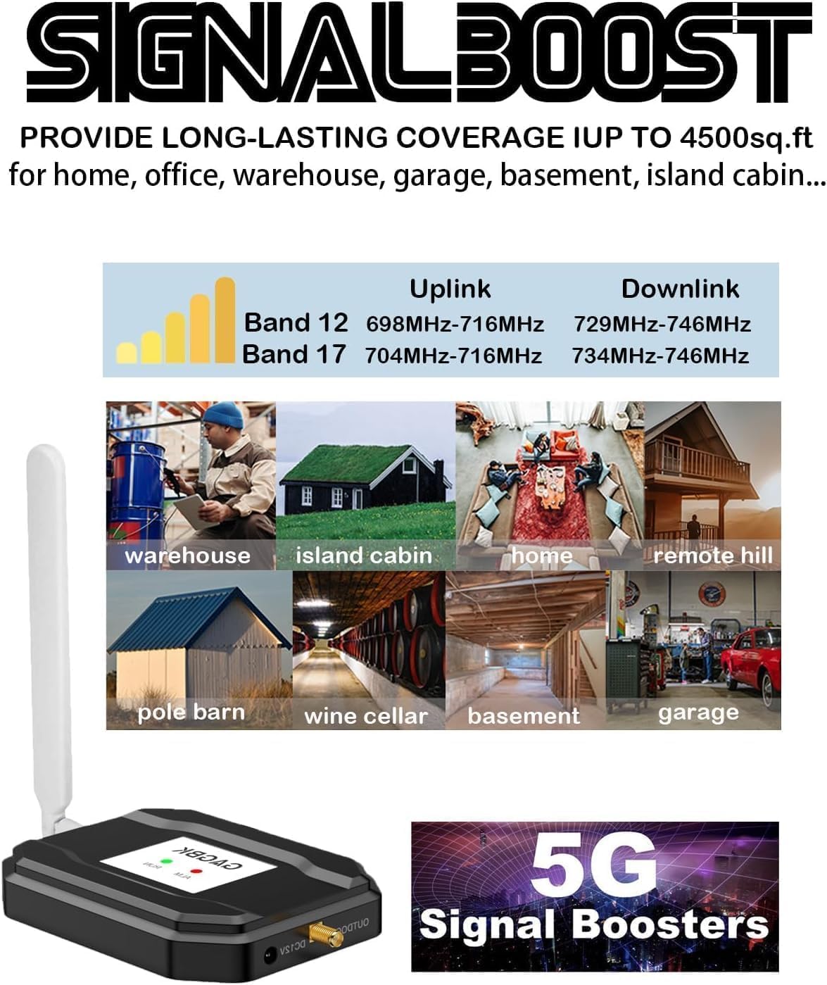 2025 Latest AT&T Signal Booster AT&T Cell Phone Signal Booster T Mobile Cell Booster for 5G 4G LTE on Band 12/17 AT T