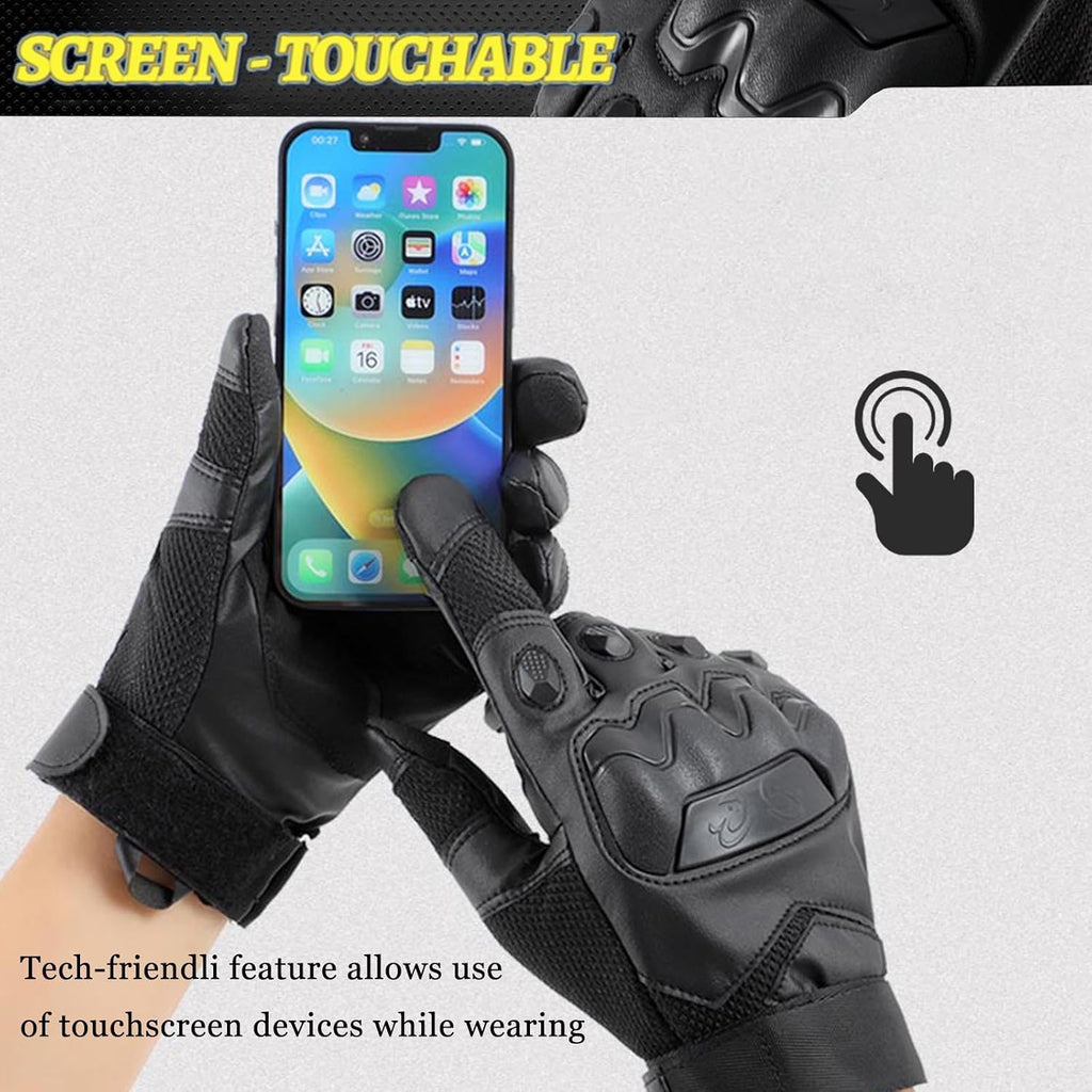 Tactical Gloves for Men Touchscreen Motorcycle Gloves with Hard Shell Leather Palm Padding for Outdoor Sports