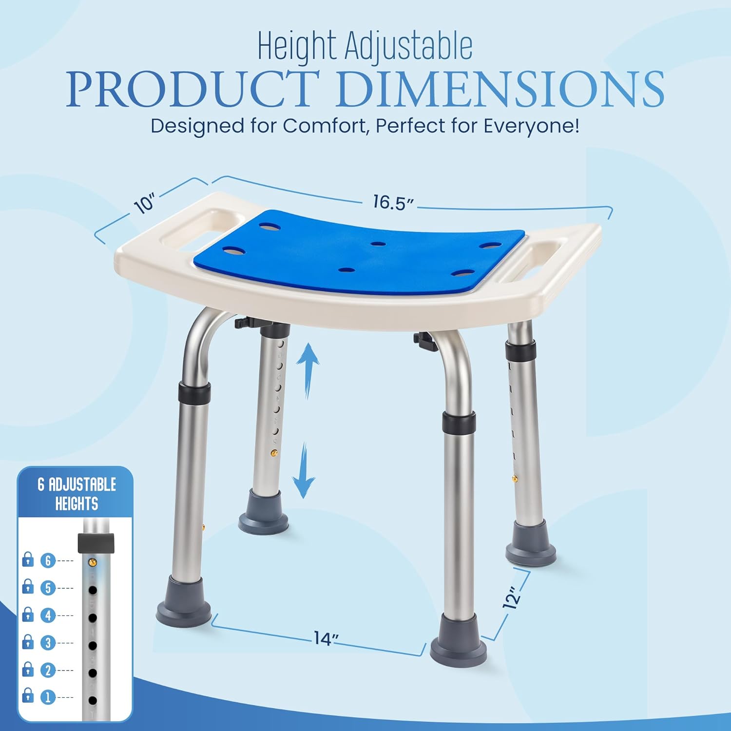 Dr.Kays Shower Chair for Inside Bathroom 350 lbs Shower Stool with Adjustable Height, Portable Heavy-Duty Bath Bench
