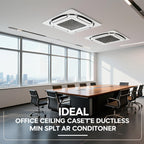 9000 BTU Ceiling Cassette Mini Split AC, 8-Way 360° Airflow