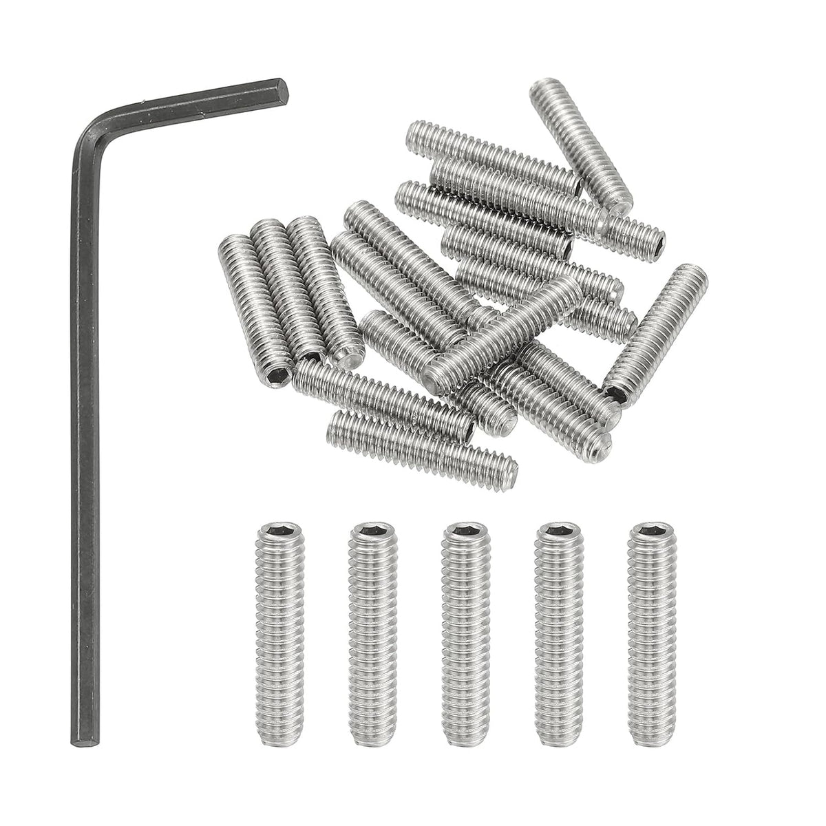 PATIKIL #8-32x3/4 Hex Socket Set Grub Screws 304 Stainless Steel 20Pcs