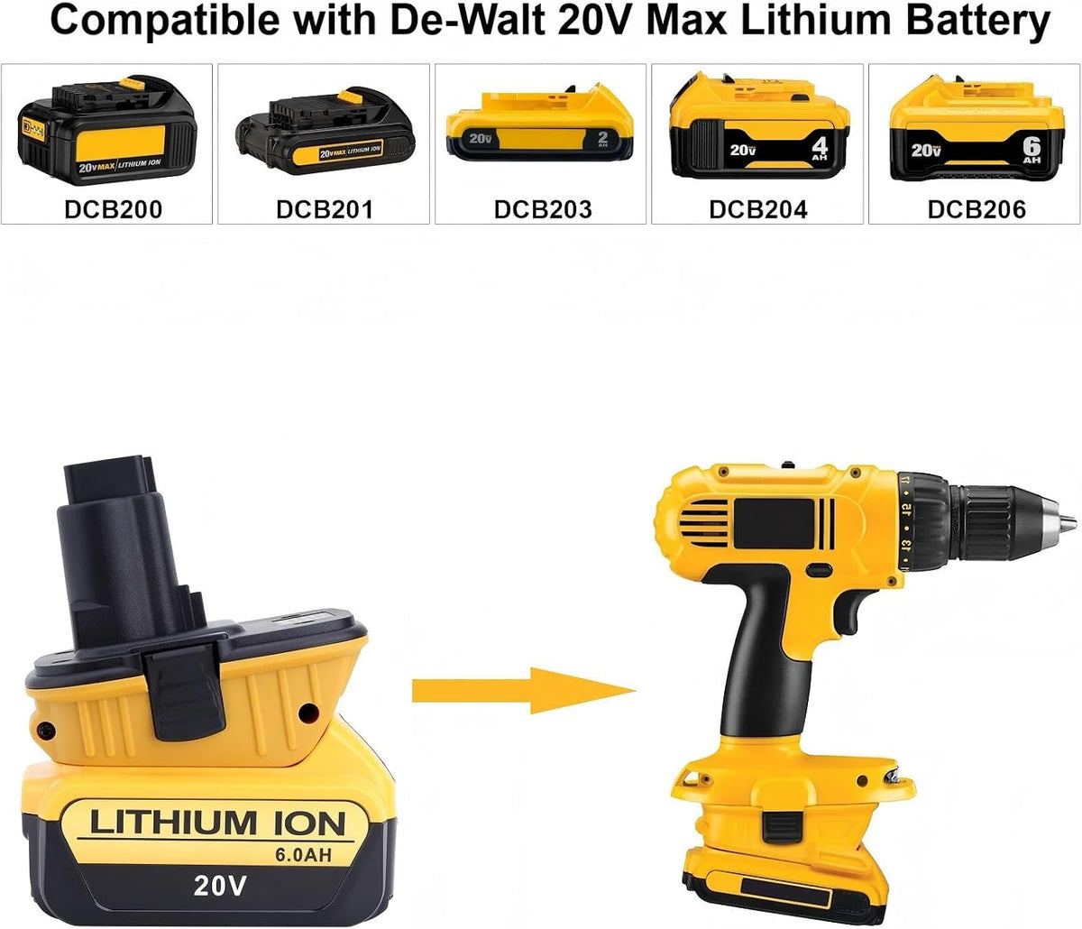 2-Pack DCA1820 Battery Adapter Compatible with De-walt 18V to 20V Adapter