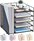 Desk Organizers and Accessories, 5-Tier Paper Letter Tray Organizer with File Holder, Desktop Organizer for Office