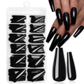 144pc Black Press on Nails Long Fake Nails Coffin Glue on Nails Press ons