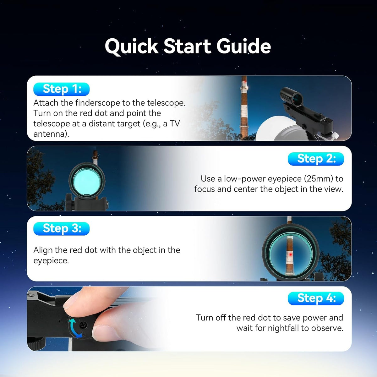 Red Dot Finder, Telescope Red Dot Finder with Slide-in Bracket | Red Dot Finder for Telescope, Compatible with