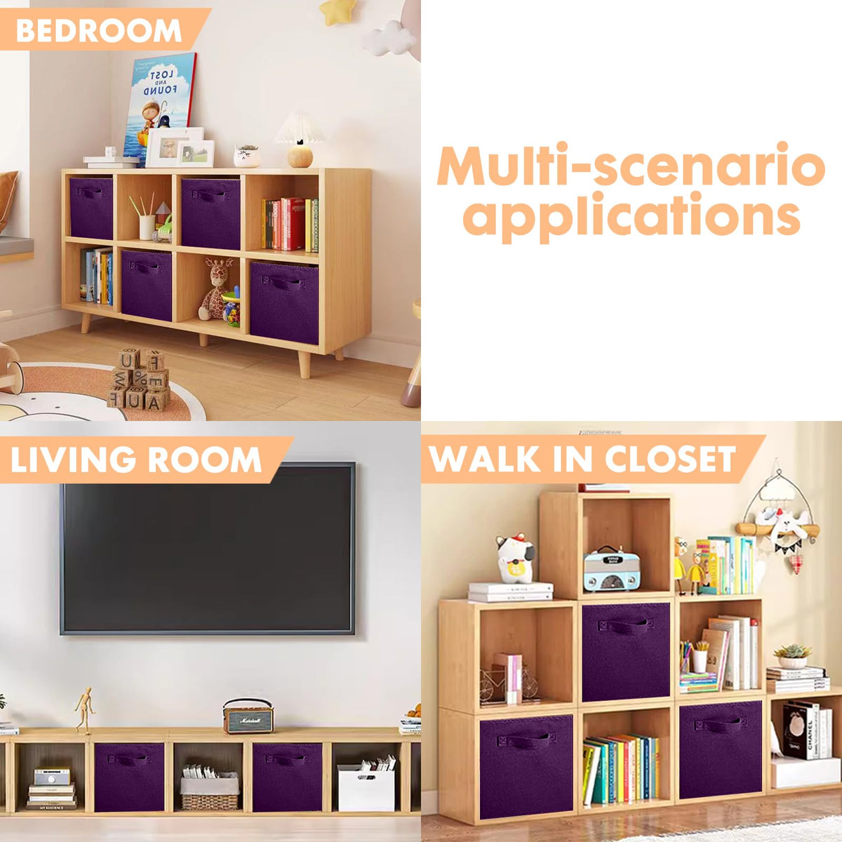Storage Bins, Foldable Fabric Storage Cubes And Cloth Storage