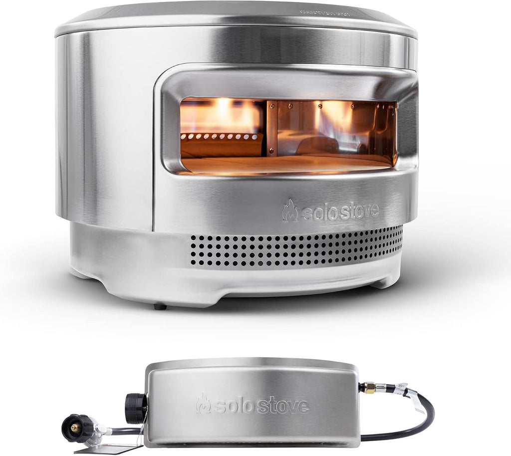 Pi Pizza Oven, Wood & Gas Burner | Incl. Stainless Steel Outdoor Maker, Burning Assembly, Burner, Cordierite Stone