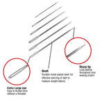 50ct Assorted Large Eye Needles for Hand Sewing, Self-Threading Sewing Needles, 6 Sizes