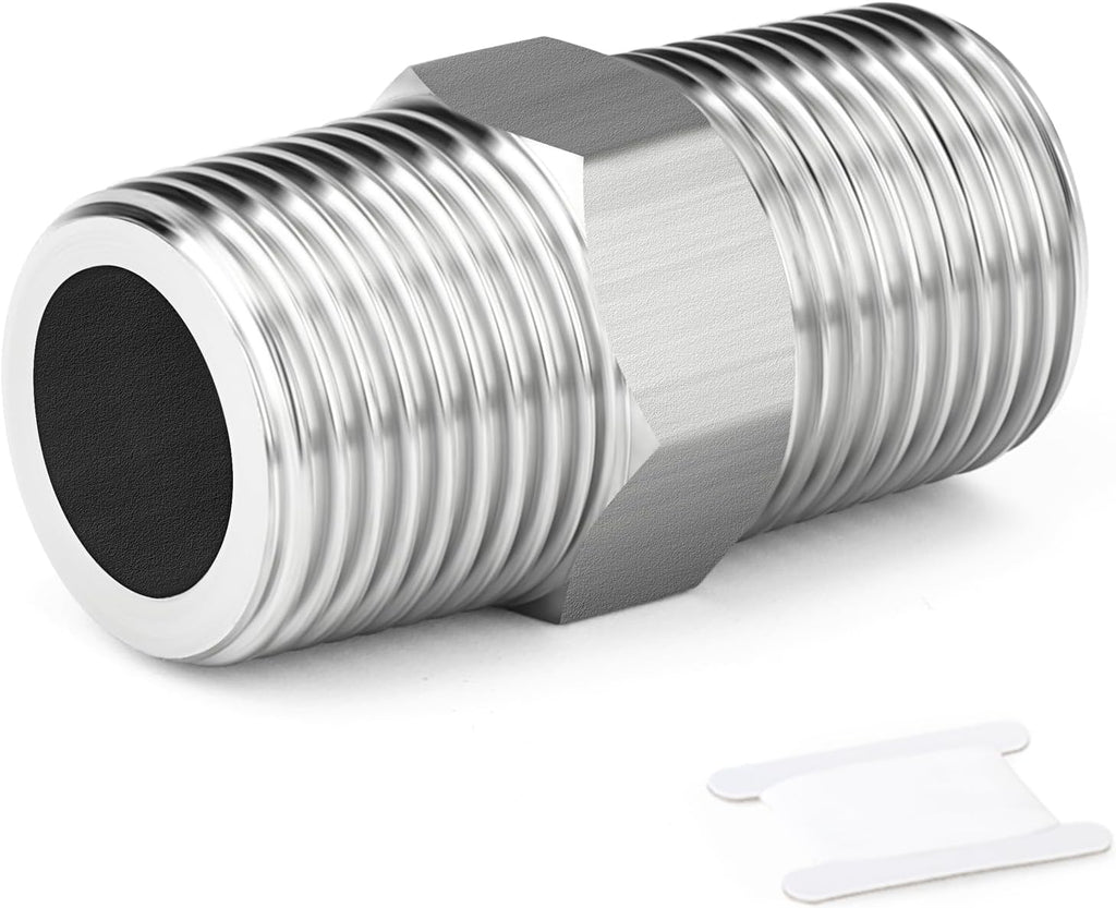 TAISHER 10PCS 304 SS New Hex Nipple,1/2" NPT Male, Pipe Adapter Fitting