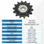 uxcell 2Pcs #60 Roller Chain Idler Sprocket, 17mm Bore 3/4" Pitch 14 Tooth