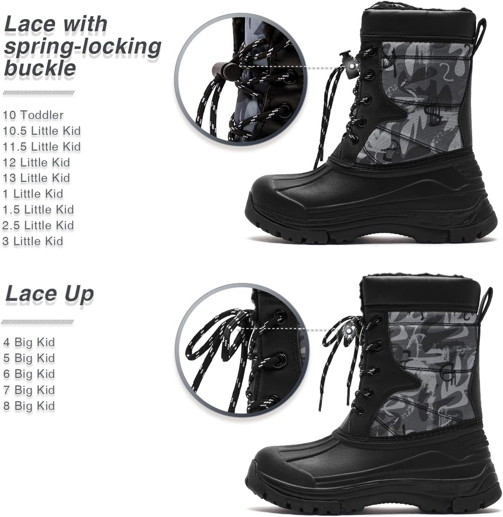 Boys' Waterproof Winter Snow Boots with Insulation for Cold Weather