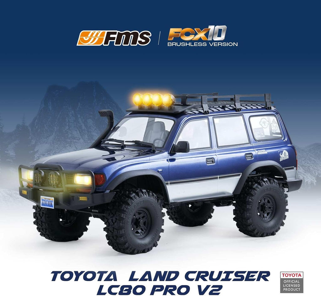 FMS 1/10 FCX10 PRO RC Crawler Land Cruiser LC80 RS Toyota Licensed,Upgraded Brushless Motor 3541-KV2100, 4WD Off-Road