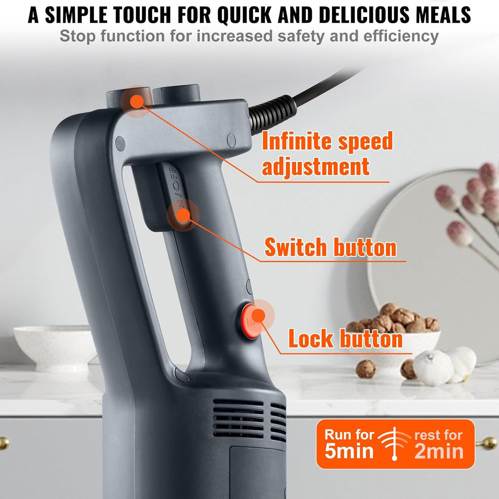 Commercial Immersion Blender 500 W 20 Inch Heavy Duty Hand Mixer