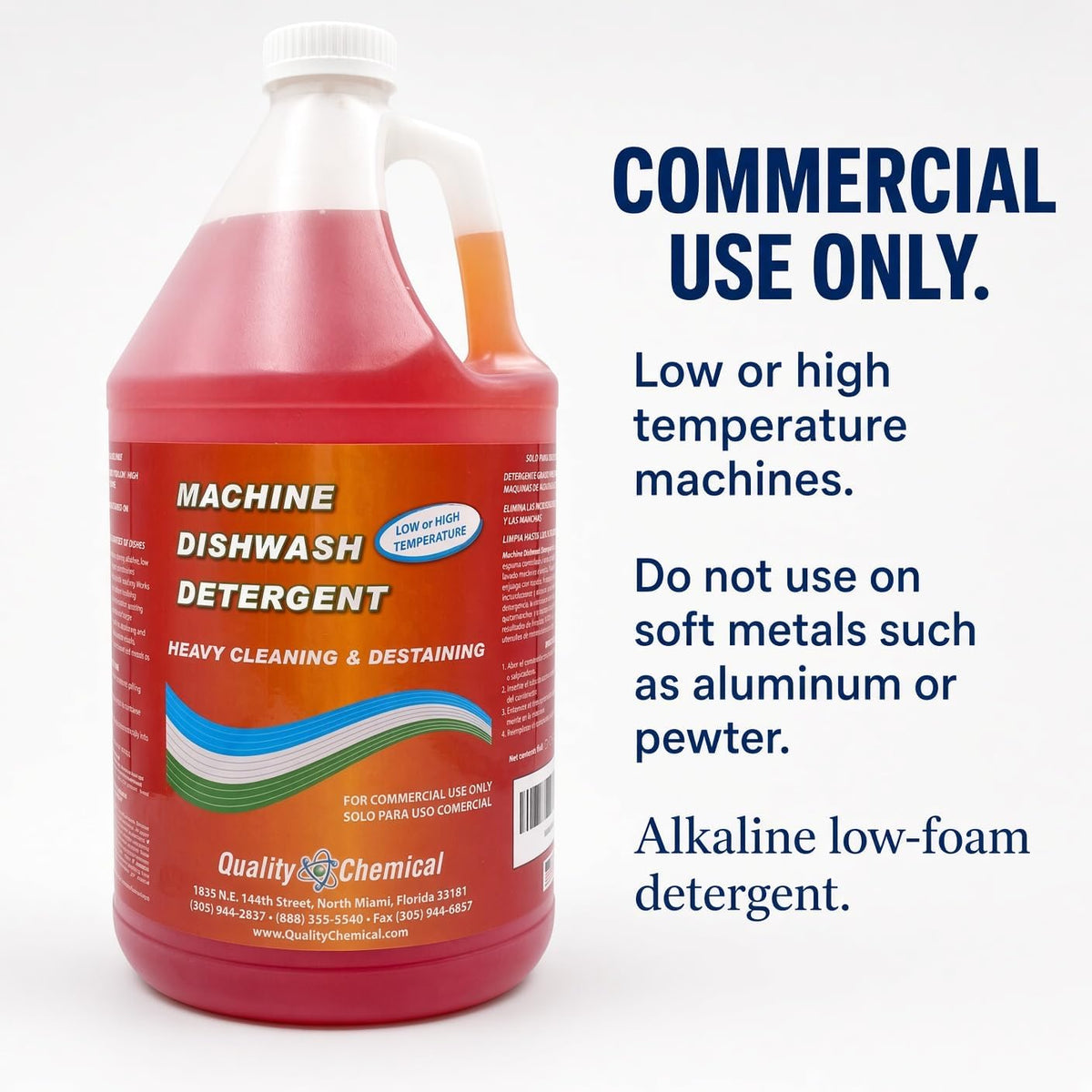 Machine Dishwash Detergent – Low or High Temp Commercial Dishwasher Detergent, Heavy Cleaning and Destaining – 128 oz