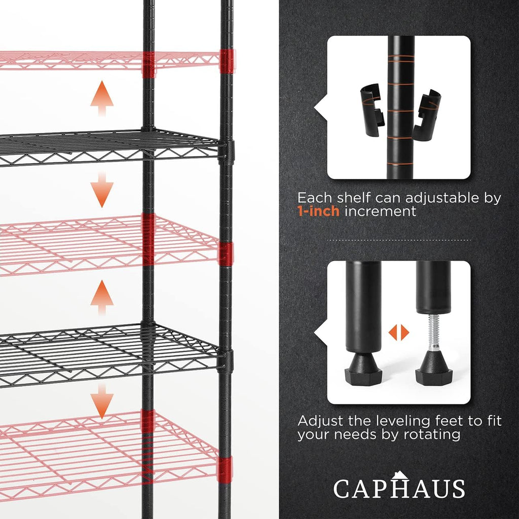 3/4/5-Tier Adjustable Height Wire Shelving Unit, Rack Shelving, Metal Steel Shelves, Garage Organizer, Utility