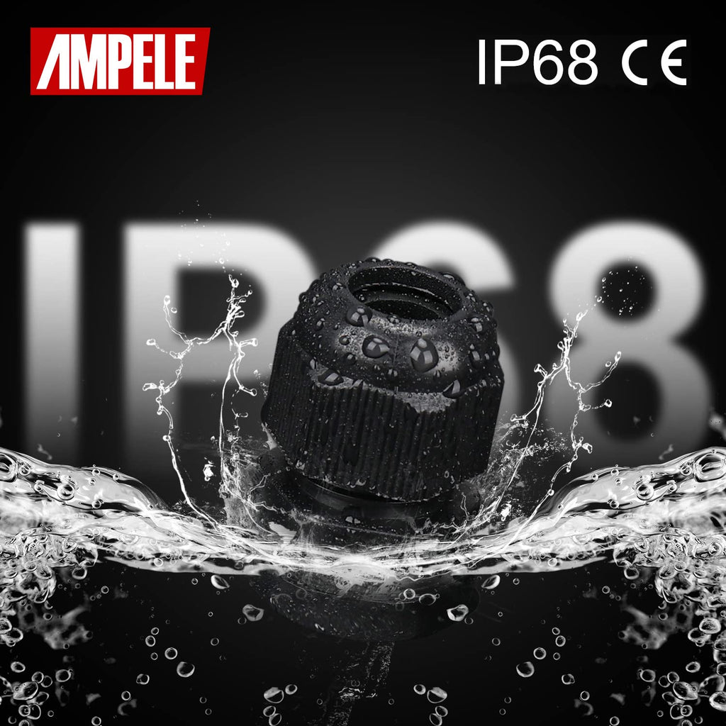 AMPELE Cable Gland 20 Pack PG11 Waterproof Adjustable 5-10mm Nylon Cable Glands with Gaskets, Black(PG11)
