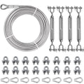 1/4" Steel Cable Kit, Galvanized Wire Rope with Jaw Jaw Turnbuckles, PIUM 7x19 Strands Steel Cable with 6400 Breaking