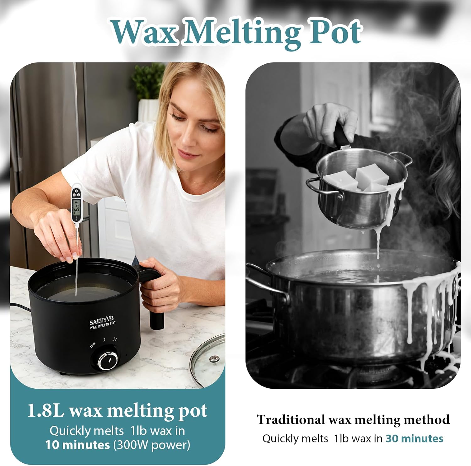 Candle Making Kit with 1.8L Wax Melter Pot | Wax Melter for Candle Making with Thermometer,Spoon,Complete Candle