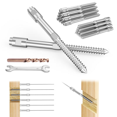 20Pack 1/8" Swageless Lag Screws Left & Right for Cable Railing