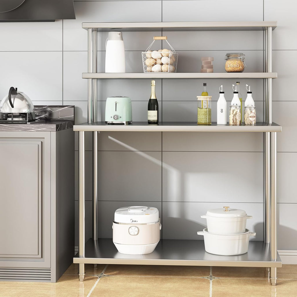 48x24in Stainless Steel Kitchen Prep Table with Shelves