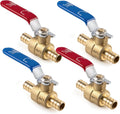 VANCOCO 1/2" PEX Ball Valve, 4-Pack, 2 Red/2 Blue