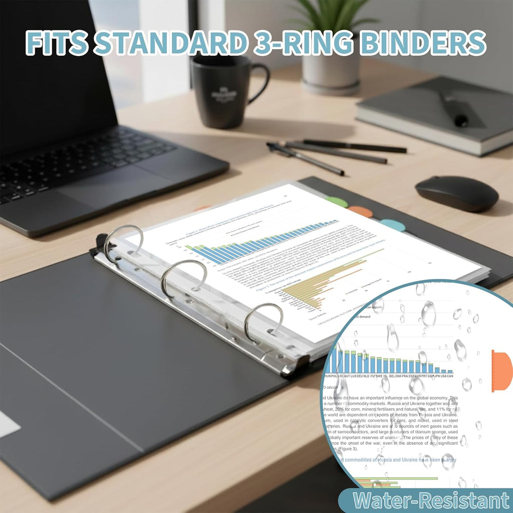 48 Pack Clear Sheet Protectors with 8 Tabs, Letter Size, 6 Sets | Heavy Duty Plastic Dividers for 3 Ring Binder