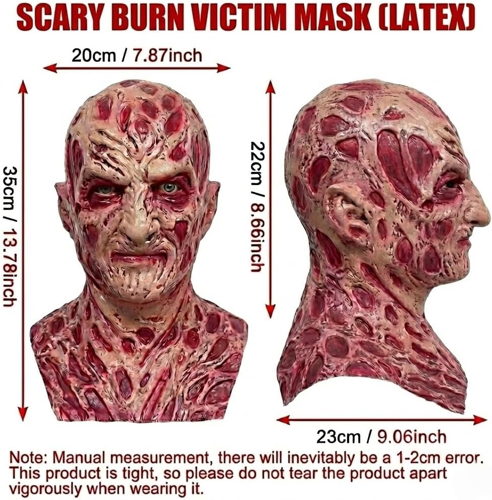 Scary Halloween Mask for Adults Burnt Face Full Head Latex Horror Prop | Full Head Latex Mask, Scarred Monster
